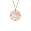 Libra Sutton Sternzeichen Goldfarbene Edelstahl-Halskette mit rosa Perlmutt-Anhänger