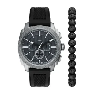 Machine Chronograph Schwarzes Silikonarmband und Armband-Set