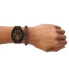 Machine Chronograph Set aus brauner Lederuhr und Armband