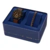 Machine Chronograph Set aus brauner Lederuhr und Armband
