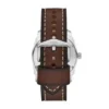 Machine Dreizeigeruhr mit Datum, braunem Lederarmband und Armband