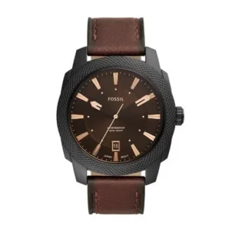 Maschine Dreizeigeruhr mit Datum Dunkelbraunes LiteHide™-Lederarmband