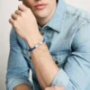 Maschinell geriffeltes Armband aus marineblauem Silikon