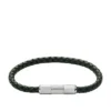 Maschinell geriffeltes Leder und Edelstahl-Armband