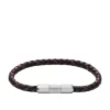 Maschinell geriffeltes Leder und Edelstahl-Armband