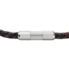 Maschinell geriffeltes Leder und Edelstahl-Armband