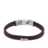Maschinell geriffeltes mehrsträngiges Armband aus braunem Leder
