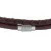 Maschinell geriffeltes mehrsträngiges Armband aus braunem Leder