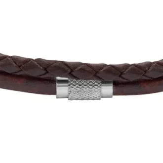 Maschinell geriffeltes mehrsträngiges Armband aus braunem Leder