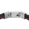 Maschinell geriffeltes mehrsträngiges Armband aus braunem Leder