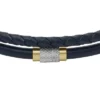 Maschinell geriffeltes mehrsträngiges Armband aus marineblauem Leder
