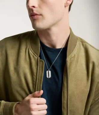 Maschinell gerändelte Edelstahl-Dog-Tag-Halskette