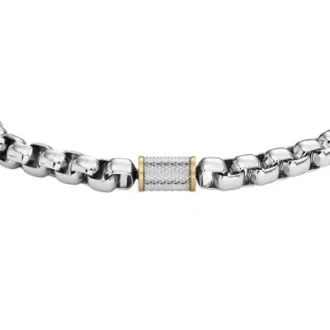 Maschinell gerändeltes, zweifarbiges Edelstahl-Kettenarmband