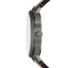Maschinelles Dreizeiger-Datum-Uhrwerk mit braunem Lederarmband