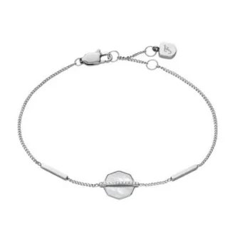 Merrit Zeitloses Perlmutt-Armband aus silberfarbenem Edelstahl
