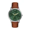 Minimalistische Dreizeigeruhr mit braunem Lederarmband