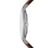 Minimalistische Dreizeigeruhr mit braunem Lederarmband
