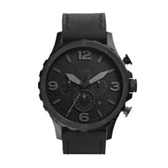 Nate Chronograph Uhr aus schwarzem Leder