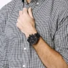 Nate Chronograph Uhr aus schwarzem Leder