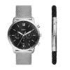 Neutra Chronograph Edelstahl-Mesh-Uhr und Armband-Box-Set