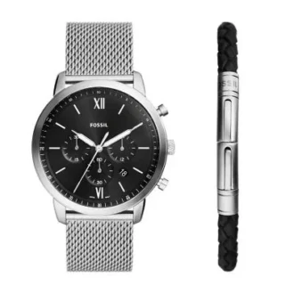 Neutra Chronograph Edelstahl-Mesh-Uhr und Armband-Box-Set