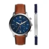 Neutra Chronograph Lederarmbanduhr und Armband-Set
