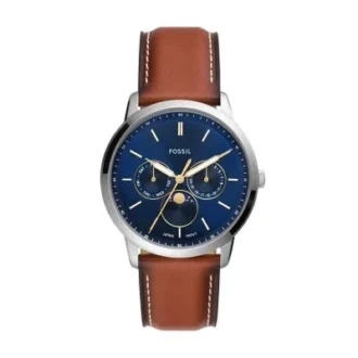 Neutra Moonphase Multifunktionsuhr mit braunem Lederarmband