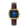Nick Jonas x Fossil Machine Luxe Blue Vignette Dreizeigeruhr aus braunem Krokodilleder