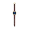 Nick Jonas x Fossil Machine Luxe Blue Vignette Dreizeigeruhr aus braunem Krokodilleder