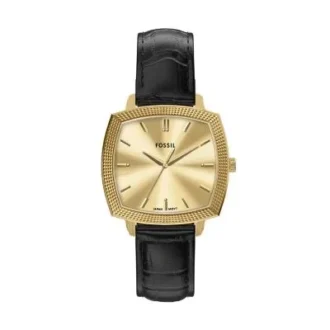 Nick Jonas x Fossil Machine Luxe Dreizeigeruhr aus schwarzem Krokodilleder