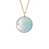 Pisces Sutton Zodiac Goldfarbene Edelstahl-Halskette mit grünem Perlmutt-Anhänger