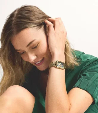 Raquel Dreizeiger-Uhr mit Datumsanzeige aus Edelstahl