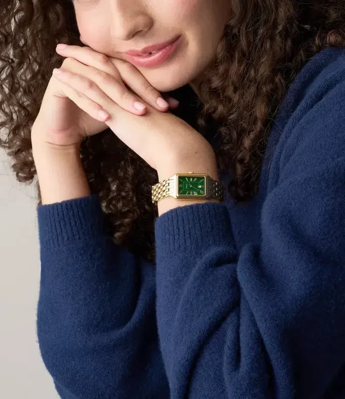 Raquel Dreizeigeruhr aus goldfarbenem Edelstahl