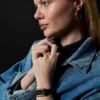 Raquel Dreizeigeruhr mit Datumsanzeige, grünes Croco LiteHide™-Lederarmband