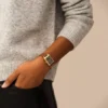 Raquel Dreizeigeruhr mit Datumsanzeige, mittelbraunes Lederarmband