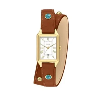 Raquel Dreizeigeruhr mit Datumsanzeige und braunem Lederarmband