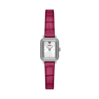 Raquel Mini Zwei-Zeiger-Uhr aus rosa Leder