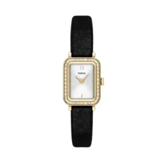 Raquel Mini Zwei-Zeiger-Uhr aus schwarzem Samt
