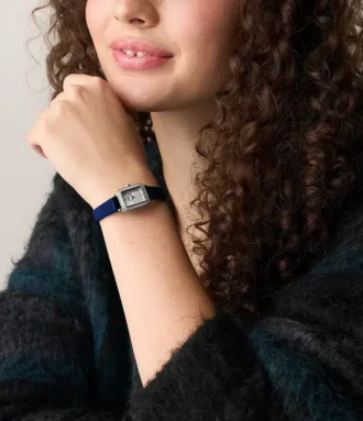 Raquel Mini Zwei-Zeiger-Uhr mit blauem Samtarmband