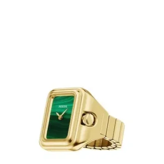 Raquel Uhrenring Zweizeigeruhr aus goldfarbenem Edelstahl