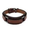 Robustes Armband aus Edelstahl und braunem gepolstertem Leder