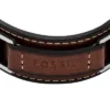 Robustes Armband aus Edelstahl und braunem gepolstertem Leder