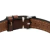 Robustes Armband aus Edelstahl und braunem gepolstertem Leder