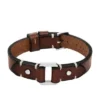 Robustes Armband aus Edelstahl und braunem Leder