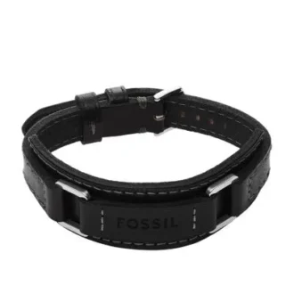 Robustes Armband aus Edelstahl und schwarzem gepolstertem Leder