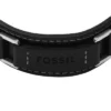 Robustes Armband aus Edelstahl und schwarzem gepolstertem Leder