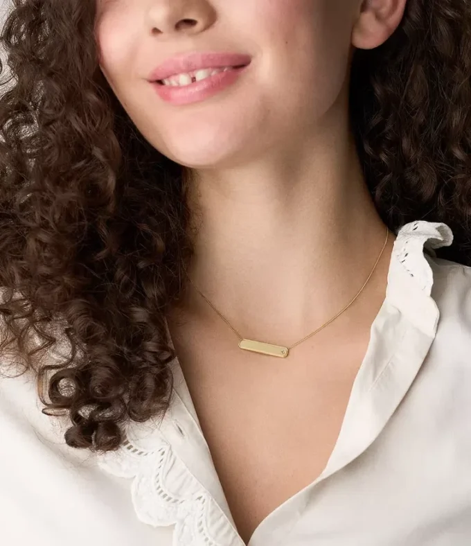 Sadie Goldfarbene Edelstahl-ID-Halskette