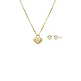 Sadie Goldfarbenes Edelstahl-Herz-Halsketten- und Ohrring-Geschenkset
