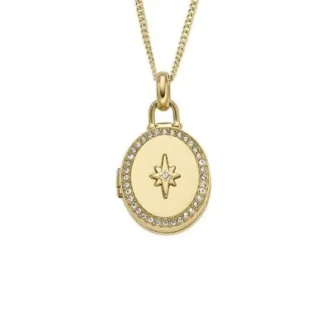 Sadie Locket Collection Goldfarbene Edelstahl-Anhänger-Halskette