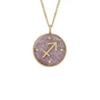 Sagittarius Sutton Sternzeichen Goldfarbene Edelstahl-Halskette mit violettem Amethyst-Anhänger
